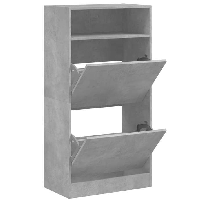 “Winter SaleTOP Meuble à chaussures Gris - Armoire à chaussures gris béton 60x34x116cm - bois dingénierie PRO13030