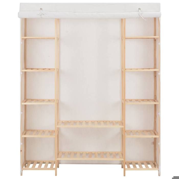 Armoire de chambre moderne - vidaxl - 135x40x170 cm - Blanc - Tissu et bois massif - A poser au sol
