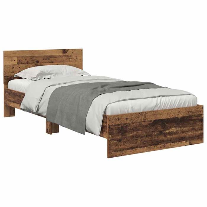 SOLDES DHIVER®Meuble lit - Marron Cadre de lit - 1 place - Contemporain - Bois Ancien - 100 x 200 cm - bois dingénierie - 65863