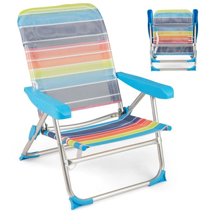 Lot de 2 chaises de plage pliables 64 x 63 x 74 cm 4 positions