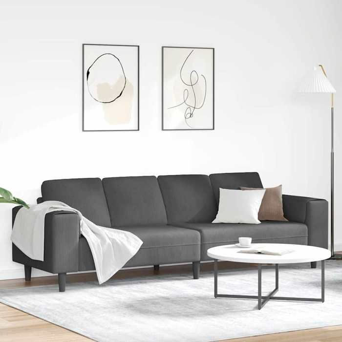 NEW 2026 Canapé moderne - Design ergonomique - pour salon - Gris foncé 250x77x76 cm Tissu en velours côtelé L2428