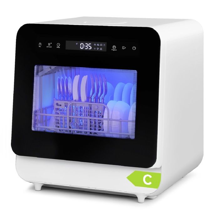 Mini Lave-Vaisselle Pose Libre 4 Couverts 6 Programmes Fonction de Séchage Réservoir deau 5L 45 cm - Puluomis