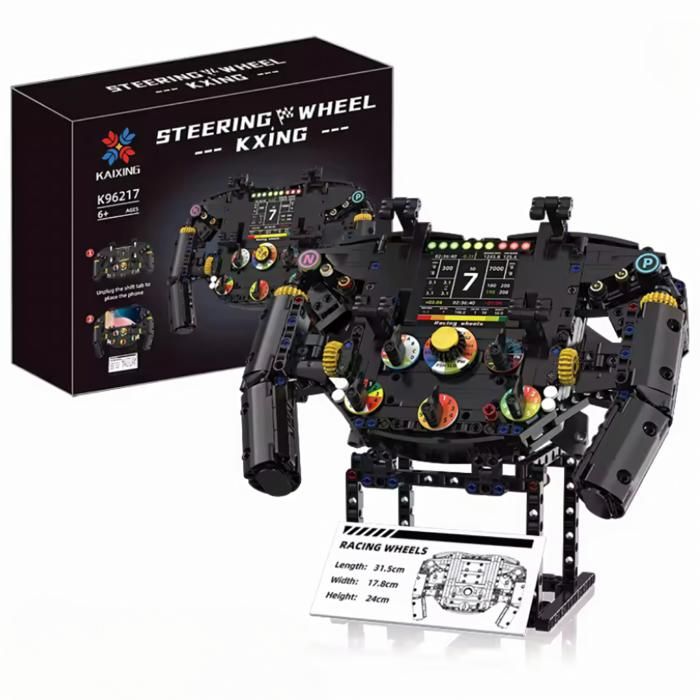 Volant de Formule 1 en briques de construction – 833 pièces compatibles LEGO – Support Smartphone Intégré – Molettes Fonctionnelles