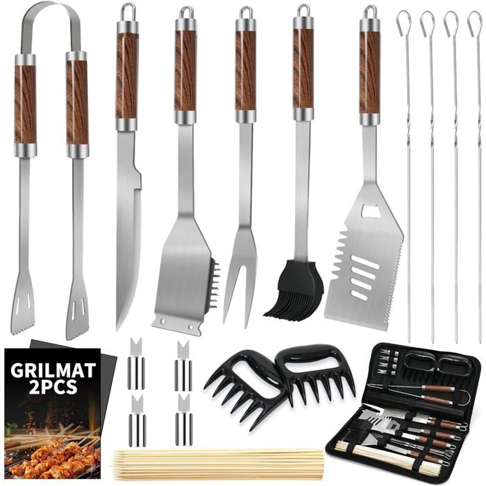 Set de 20 pièces de couverts de barbecue de haute qualitéensemble de coffret en acier inoxydableaccessoires de barbecue
