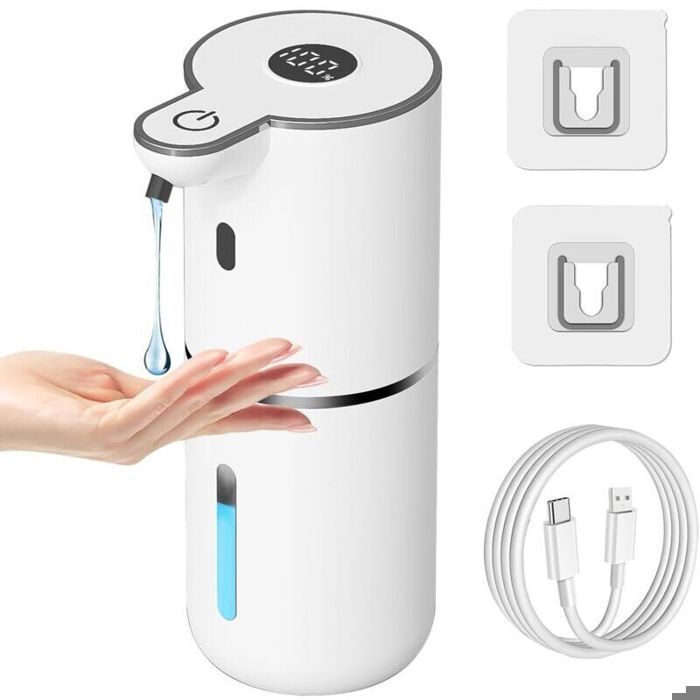 Distributeur automatique de savon liquide rechargeable par USB intelligent 6 niveaux réglables 380 ml montage mural pour sal