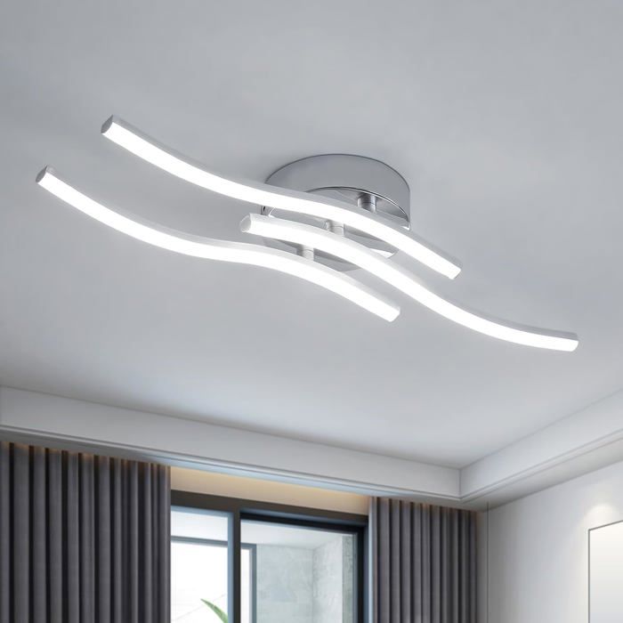 Plafonnier LED moderne - CACTOSE - 18W 1620 lumens - Blanc froid 6500K - Dimensions 52x12x75 cm - Aluminium et silicone