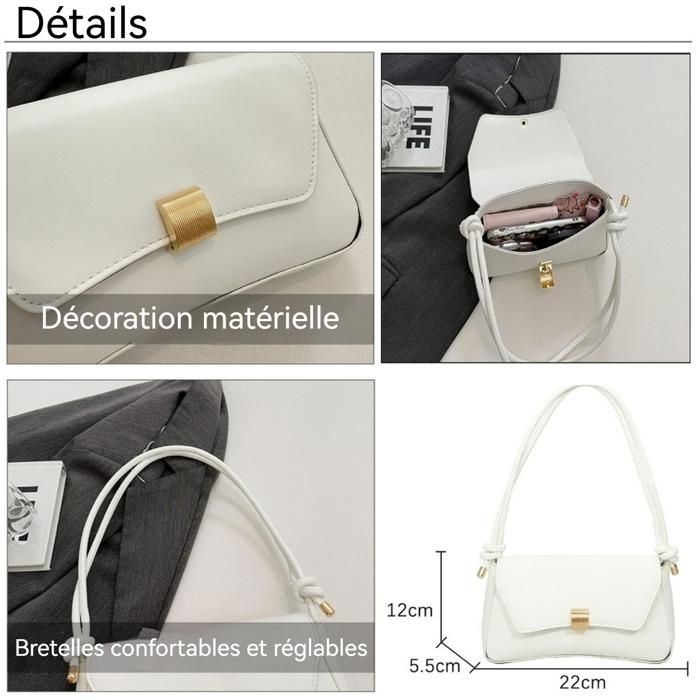 Sac à main - Jucnuz - 220x120x55mm sac bandoulière blanc tendance et élégant pour femme petit format carré convient pour travail l
