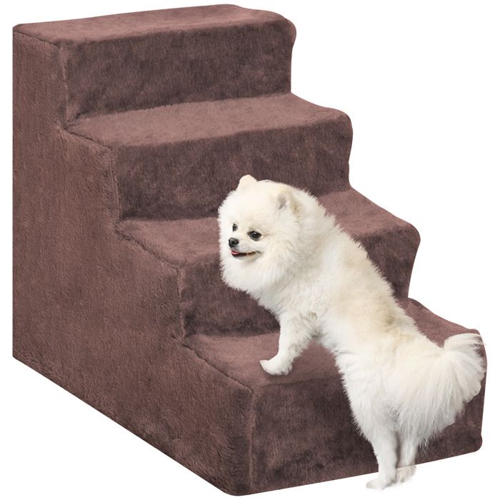 Escalier pour chien - PawHut - à 4 marches - antidérapante - housse amovible et lavable - 60 x 35 x 44 cm - marron Escalier pour chien - PawHut - à 4 marches - antidérapante - housse amovible et lavable - 60 x 35 x 44 cm - marron