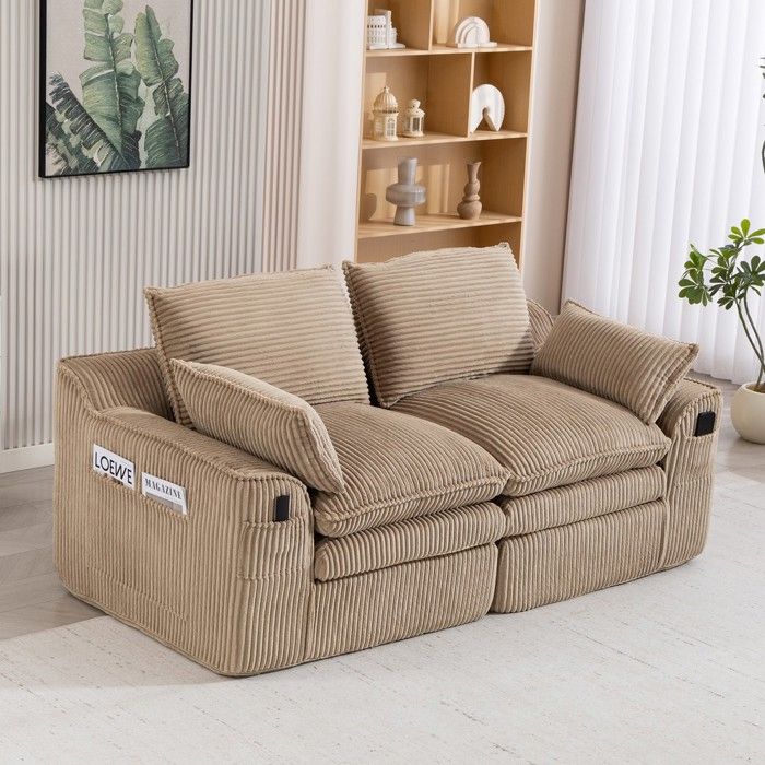 Canapé 2 places - MINIMAL - Modulaire Cord - Mousse 3 couches avec ressorts - 2 poches latérales - Kaki Canapé 2 places - MINIMAL - Modulaire Cord - Mousse 3 couches avec ressorts - 2 poches latérales - Kaki