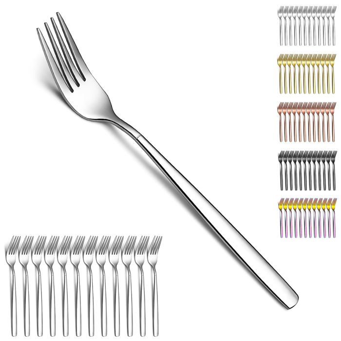 Fourchettes de table - 12 pièces design moderne en acier inoxydable - Couverts pour restaurant hôtel mariage - Argent Dupcheliry