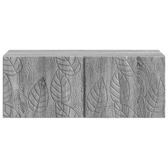 Meuble TV mural - vidaXL - bois dingénierie - sonoma gris - grand rangement - style vintage - 595 x 31 x 30 cm 485kvw39r