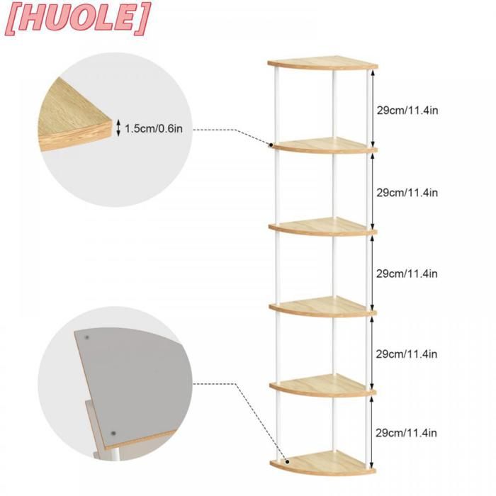 Étagère dangle à 6 niveaux meuble de rangement en bois massif peu encombrante 30 × 30 × 154 cm couleur érable blanc.