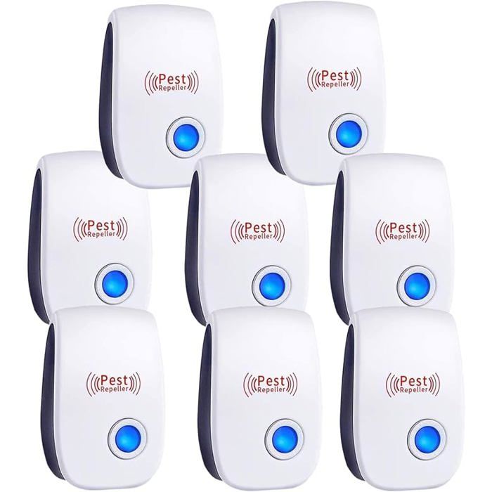 Lot de 8 répulsifs ultrason polyvalents contre souris rats et insectes domestiques silencieux