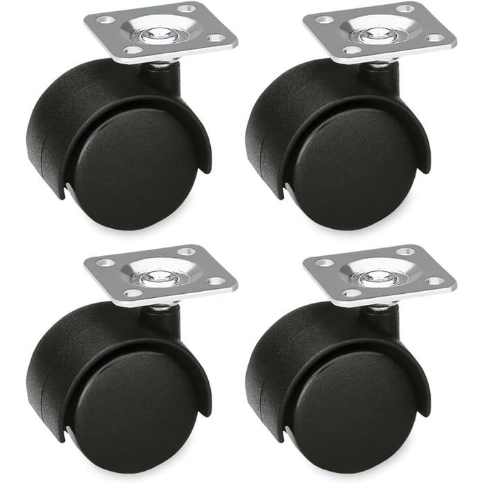 Lot De 4 Roulettes Pour Meubles-35 Mm-Charge Maximale Par Roue 25 Kg-Platine En Acier-Fabriquées En Nylon-Sans Frein-Idéales Pour
