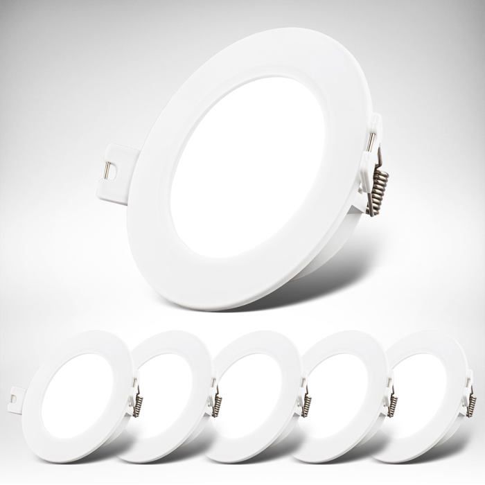 Lot de 6 spots LED encastrables 230V plats lumière blanc neutre 3W 330lm chacun Spot plafond lampes encastrées 68mm 90x28mm