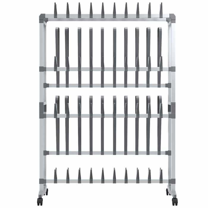 Meuble entree - vidaXL - CHIC - Étagère à chaussures avec roulettes Argenté 89x27x120 cm - 3.7 kg FR634009