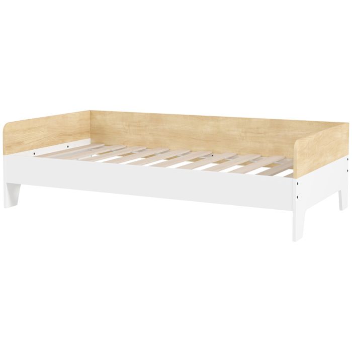Structure de Lit - Lit Enfant 70x140 cm Panneaux Latéraux - Sommier à Lattes - 143 5 x 74 x 40 cm - Blanc