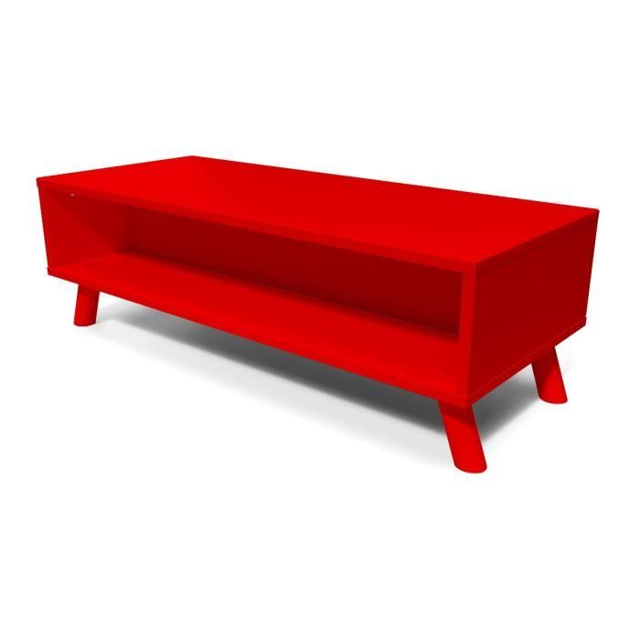 table basse scandinave rectangulaire viking bois - rouge - abc meubles - 120cm - verni