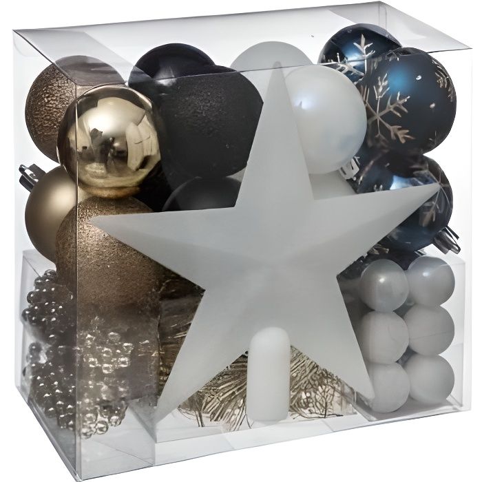 Décorations du sapin - Kit de 44 décorations pour sapin de Noël - Bleu