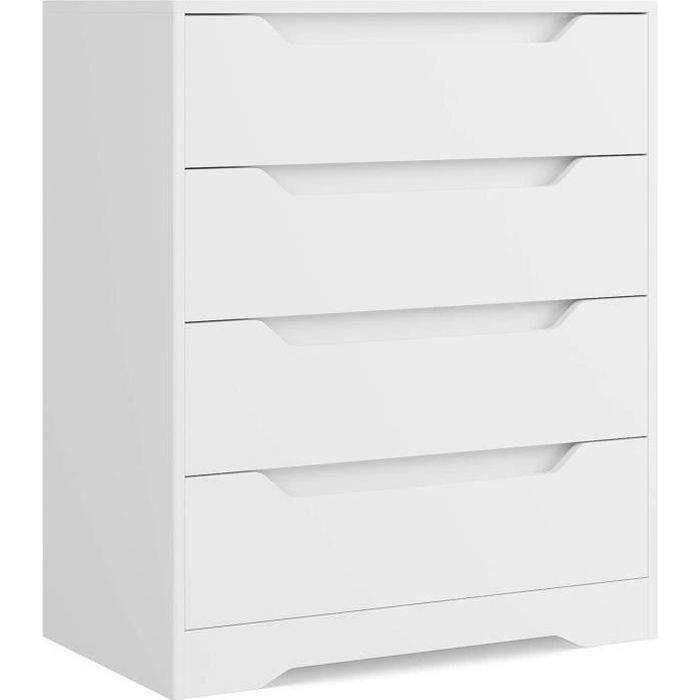 Commode 4 Tiroirs En Chêne 39,3 X 76,3 X 39,6 Cm - Rangement Design Pour Salon Ou Chambre