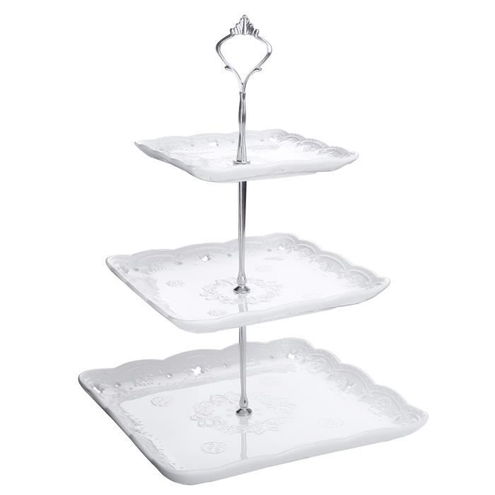 Malacasa Serie Sweet Time Presentoir A Gateau Porcelaine Support Dessert 3 Etages Carre Pour Mariage Fete Soiree Blanc Achat Vente Presentoir A Pop Cake Cdiscount