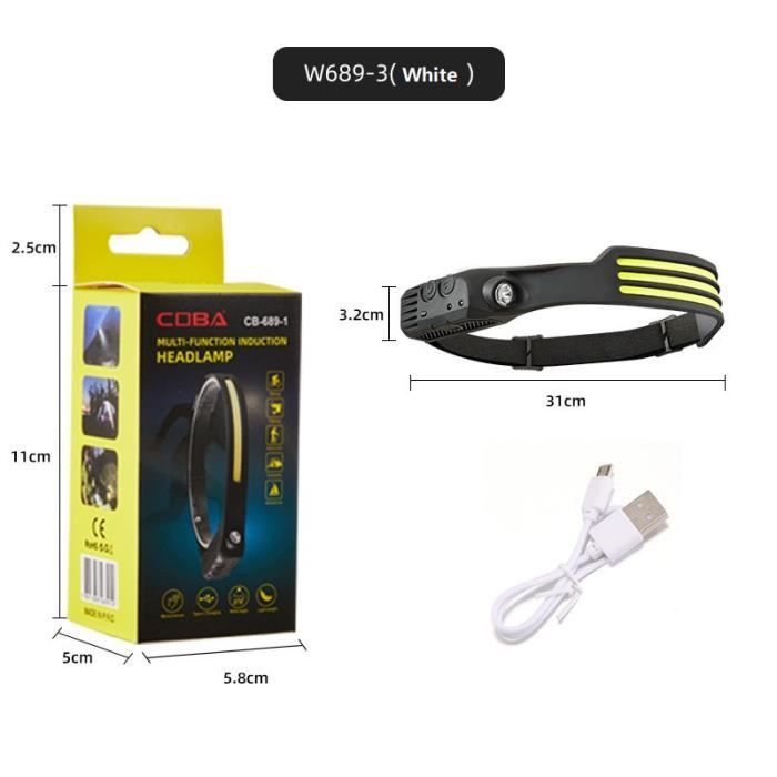 Lampe Frontale Rechargeable à LED, Lampe Frontale Rechargeable USB 500