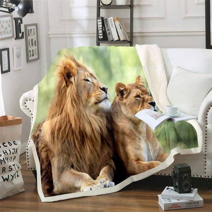 Plaid Safari Enfant 150x100cm - Motif Girafe Et Éléphant En Polaire Douce