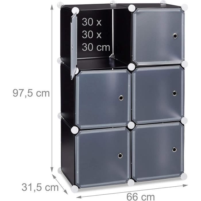 armoire étagère de rangement avec 6 portes - noir - style classique - intemporel