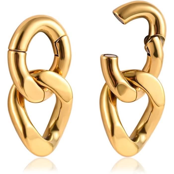 Vankula Écarteur Oreille Double Tunnel Avec Cerceau – Acier Inox 316L De 6mm à 19mm, Noir/Or/Argent