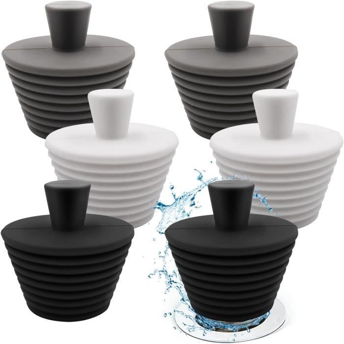 Lot De 5 Bouchons De Vidange Universels En Silicone Pour Evier Salle De Bain Et Cuisine~p124407342
