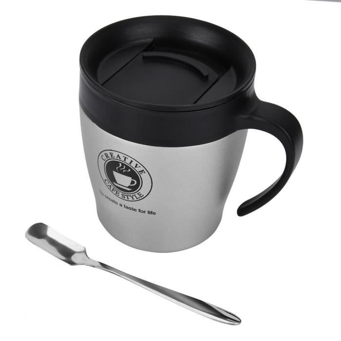 LIA Tasse à café Mug Tasse à eau isotherme en acier inoxydable Argent