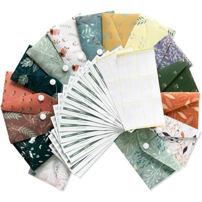 TEHAUX Ensemble De 24 Enveloppes Budgétaires Transparentes - 12 Enveloppes + 12 Feuilles De Budget Pour Gérer Vos Finances