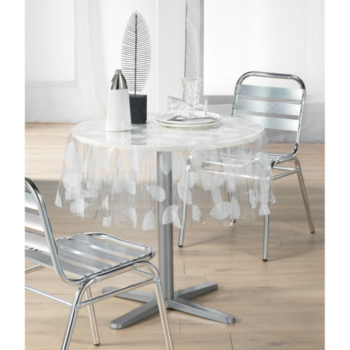 Nappe Pailletée PVC Transparent/argent ronde Ø140 - CALITEX