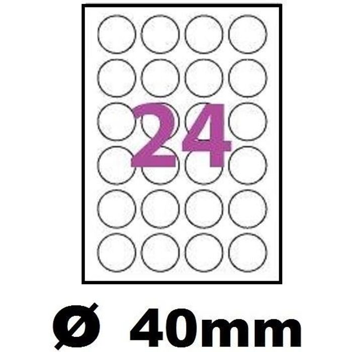 24 Etiquettes autocollantes rondes,étiquettes adhésives 35 mm