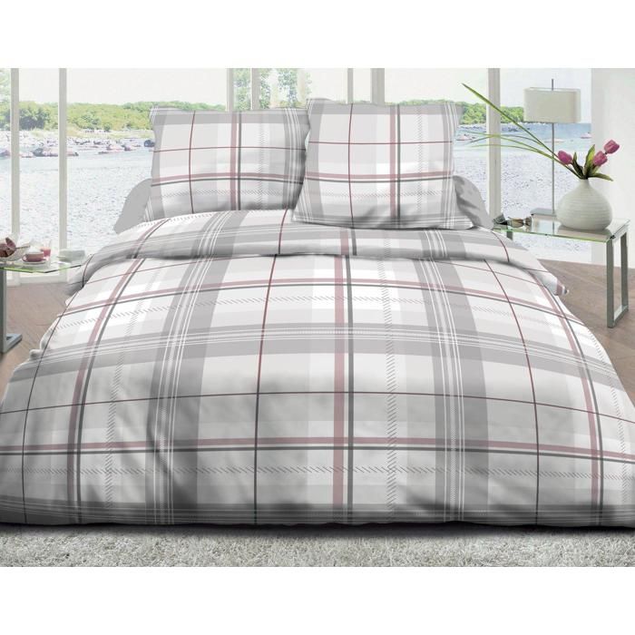 Housse De Couette Jules 220x240 Cm + 2 Taies D'Oreiller - Pur Coton 57 Fils Dream Rose