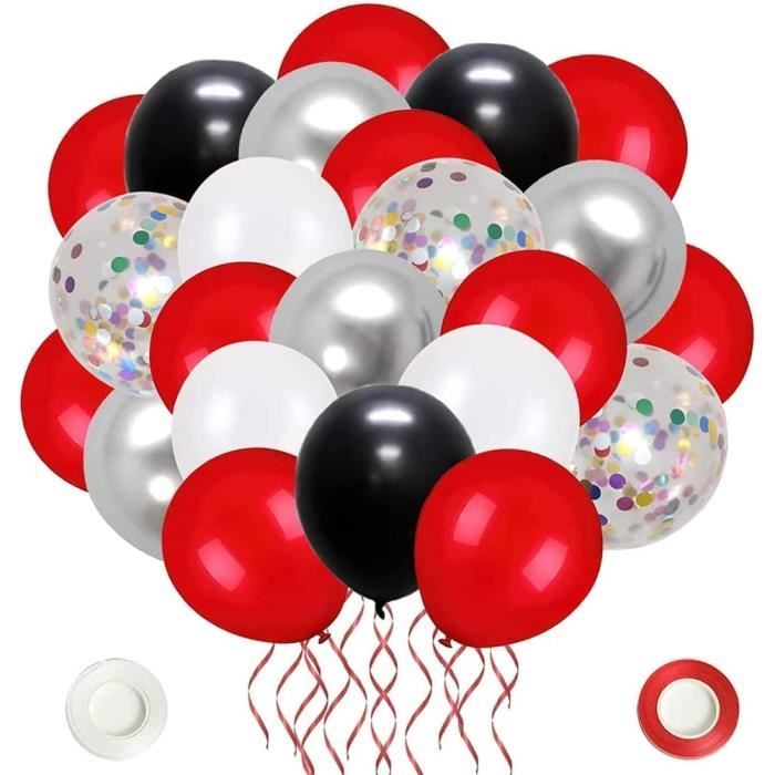 Ballons Rouge Noir Blanc Argent 60 Piéces 30Cm Argent Métallique Coloré  Confettis Ballons En Latex Anniversaire Mariage Baby [N2029] - Cdiscount  Maison