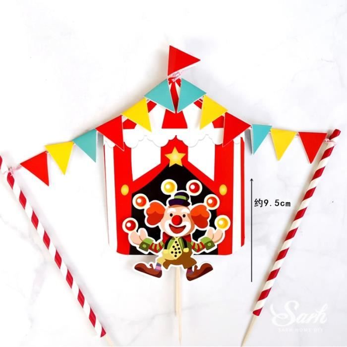 Circus Set A Cirque Clown Lion Decoration De Gateau Elephant Garcon Fille Fete D Anniversaire Fournitures Singe Paille Arc Enfan Cdiscount Maison