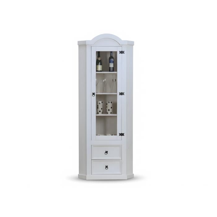New Mexico Armoire dangle avec 1 porte vitrée et 2 tiroirs blanc ciré. New Mexico Armoire dangle avec 1 porte vitrée et 2 tiroirs blanc ciré.