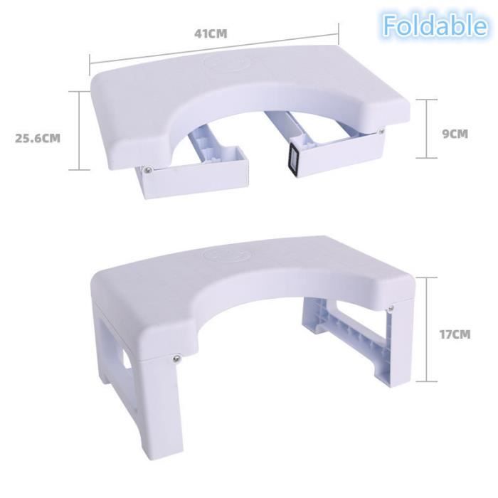 Tabouret De Toilette Pliable Adulte Et Enfant - Hauteur 18 Cm, Dimensions 45x30x18 Cm, Bleu, En Polypropylène Antidérapant
