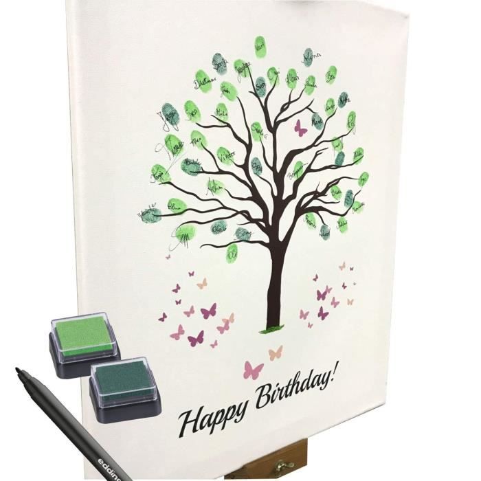 Katinga Toile D Anniversaire Motif Arbre Livre D Or Pour Empreintes Digitales 40 X 50 Cm Avec Stylet Et Tampon Inclus Cdiscount Beaux Arts Et Loisirs Creatifs