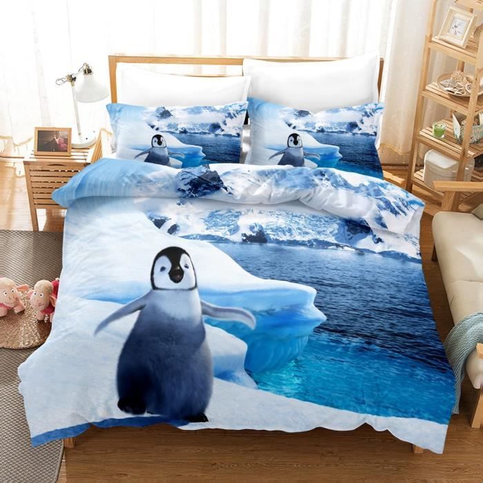 Housse de couette en Polyester pour enfants, motif pingouin, dessin animé,  Animal arctique, blanc, noir, King, Queen - AliExpress