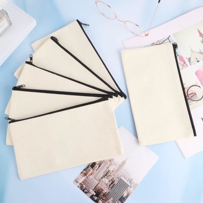 8 Pcs DIY Vierge Pochette Tissu 12 x 21cm Toile Trousse de