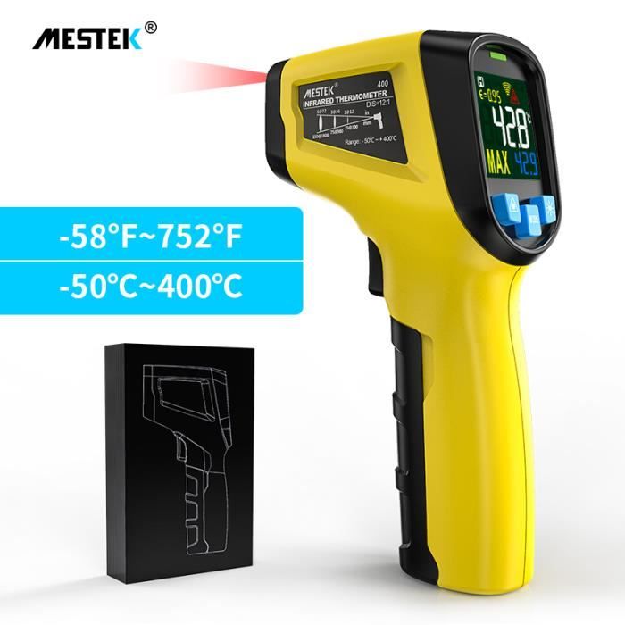 Thermomètre infrarouge jaune, pistolet de température laser