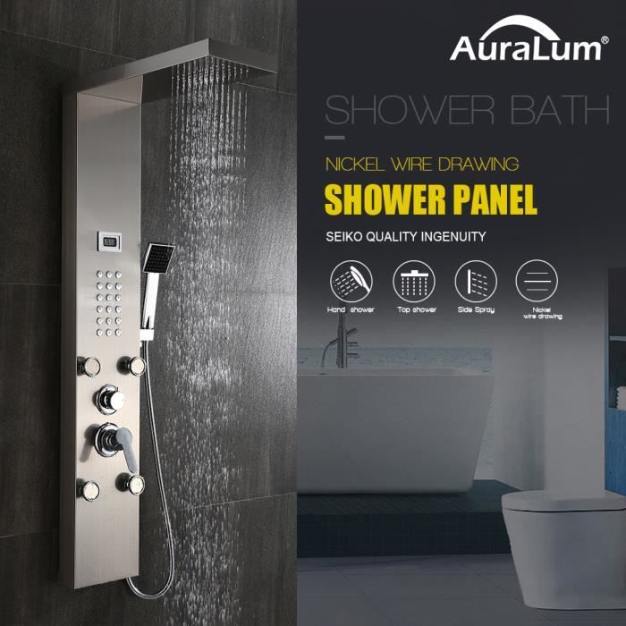 Auralum® Panneau Colonne de Douche Hydromassante en Acier Inox Panneau