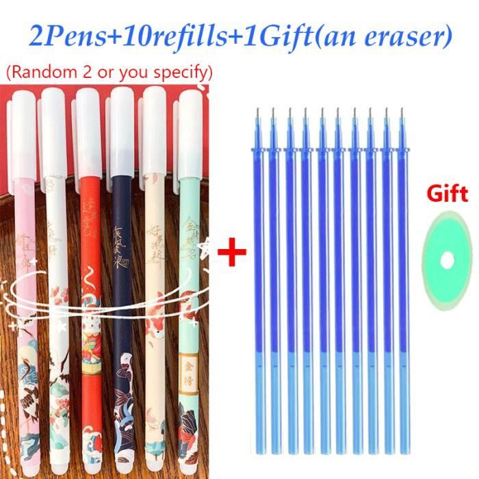 Mines Effaçables Bleues - Lot De 20 Recharges Pour Stylo Gel - Pointe 0,7 Mm - Idéal école, Bureau, Cadeau - 8
