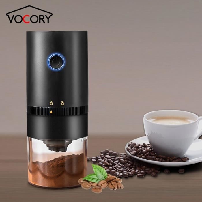 Moulin à Café Électrique Portable USB-C - Broyeur Conique Acier Inox - Réglage Mouture Multiple - Noir
