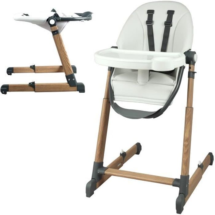Bambisol Chaise Haute Bébé Evolutive Pliable | Roulettes | Beige