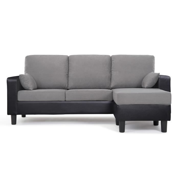 Berlin Canapé Dangle Réversible 3 Places Simili Noir Et