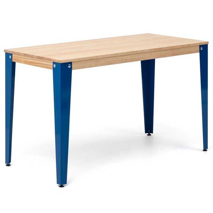 table salle à manger lunds  160x80x75cm  bleu-naturel. box furniture