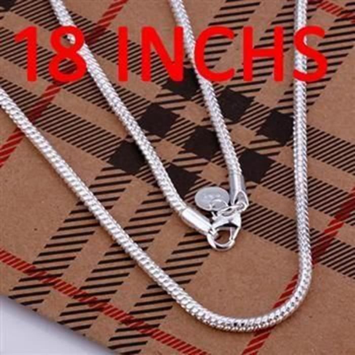 Collier Tour De Cou Chaîne Serpent Avec Pendentif Argenté Et 3 Zirconiums Bleus - Occasion, Très Bon état